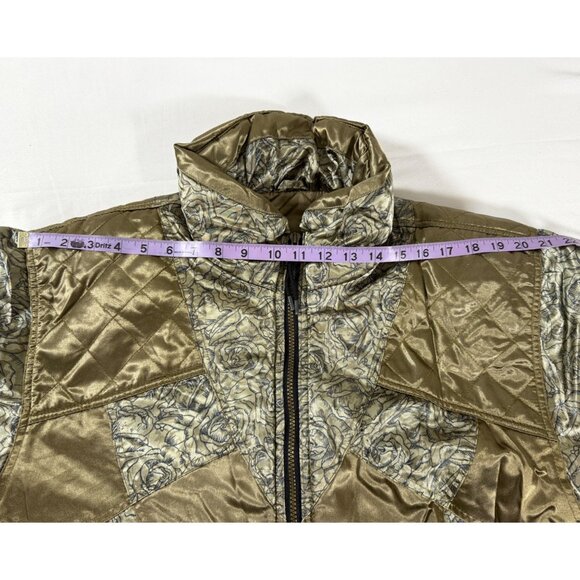 Vintage Edelweiss Skiwear Metallic Gold Paisley Ski Jacket M 80s 90s Retro Puffe - Picture 13 of 15
